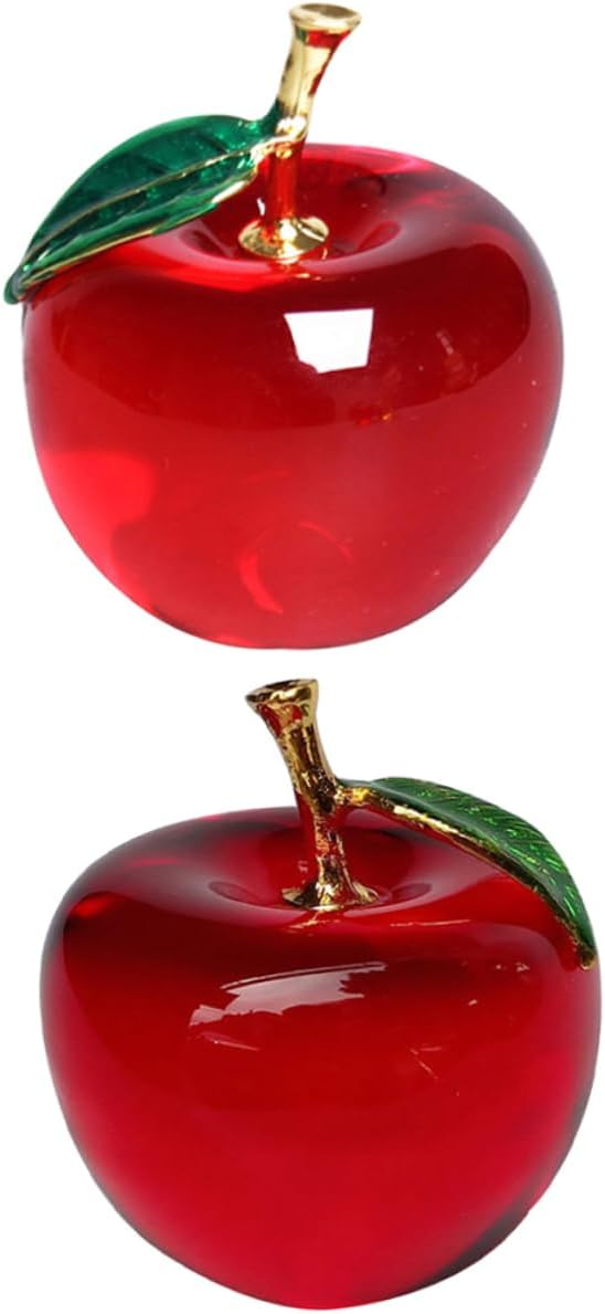 2pcs Crystal Faux Apple Decor for Home Office