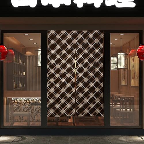 Brown and White Door Curtain Panel 17x57 Inch Split Door Divider