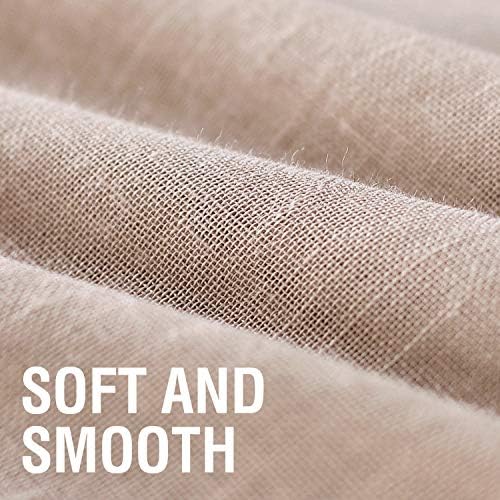 HVERSAILTEX Linen Semi Sheer Curtains 72 Inches 2 Panels Natural