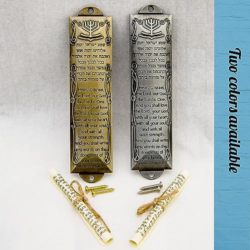 Prefdo Metal Mezuzah Plaque with Scroll