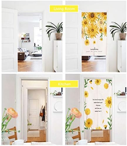 Japanese Noren Curtain Sunflower Print Doorway Decor