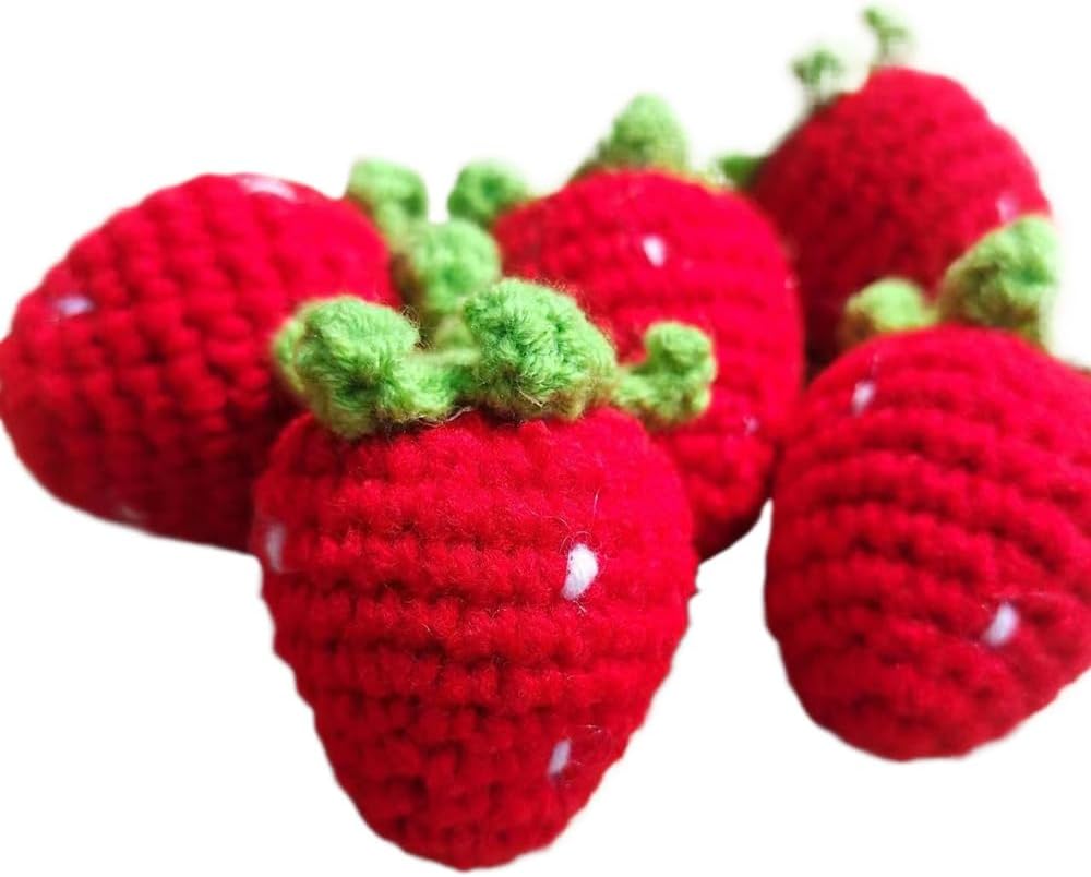 5 Pcs Handmade Woven Strawberry Shape Hanging Decorations