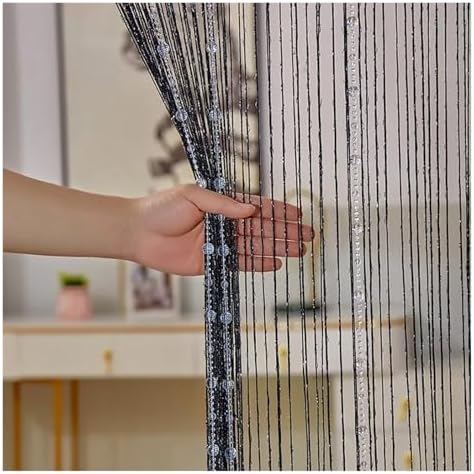 Black Beaded Curtain Door Divider 100x200cm