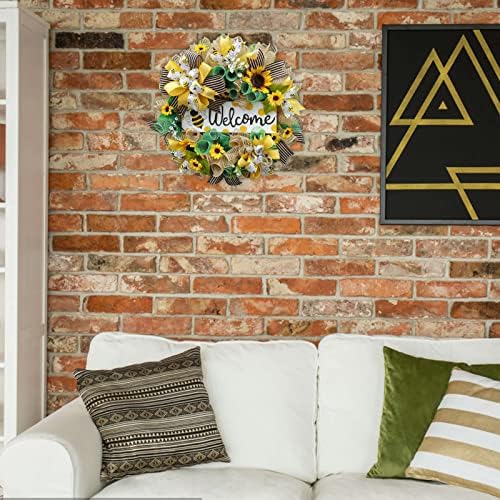 Summer Wreath with Sunflowers and Bees