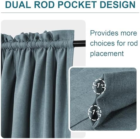 Turquoize Thick Linen Door Curtain Panel 25W x 72L Stone Blue