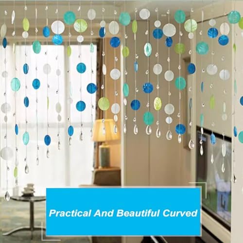 Blue Beaded Curtain for Doorway Privacy Partition