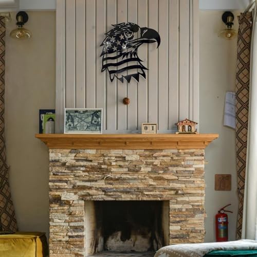 Patriotic Bald Eagle American Flag Metal Wall Art 30 Inches