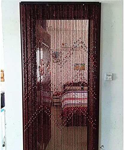 52 String Natural Wood and Bamboo Beaded Curtain Door Divider