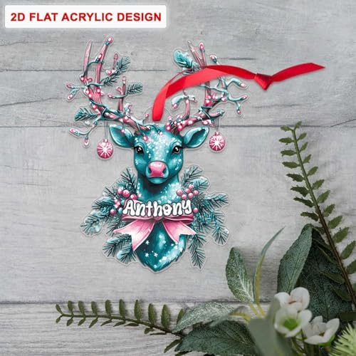 Custom Name Reindeer Hanging Christmas Ornament