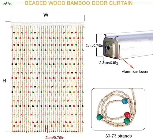 Natural Wood Bamboo Beaded Curtain for Doorway Entrance