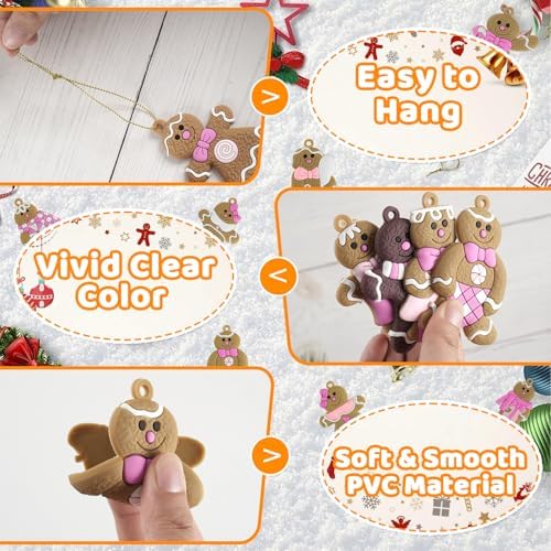 Pink Gingerbread Man Christmas Tree Decorations 12pcs Hanging Ornaments