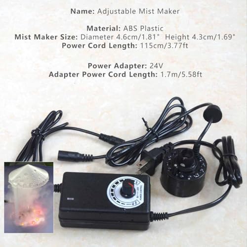 Adjustable Mist Maker with LED and Splash Guard Black