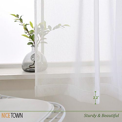 NICETOWN Sheer Curtain Panels for Dining Room 2 Panels White 55x72 Inches