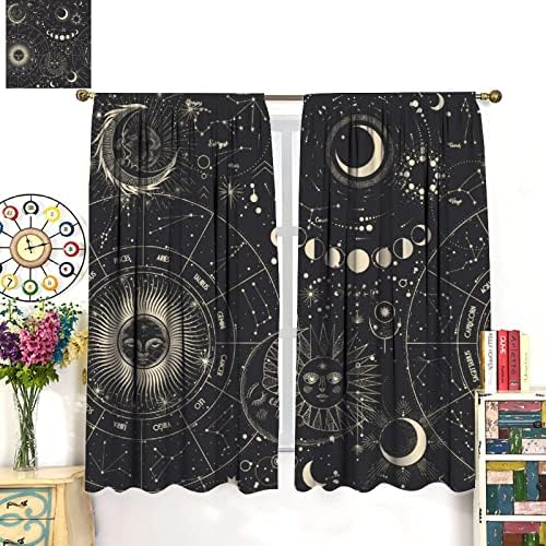 NC Sun Moon Stars Art Abstract Bohemian Windproof Curtain