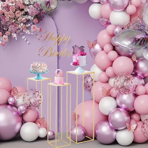3PCS Square Cylinder Pedestal Stand for Parties