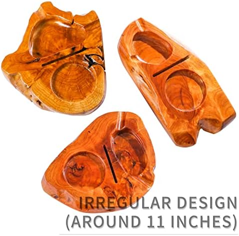 Wooden Cigar Ashtray with Whiskey Glass and Cutter Holder Large