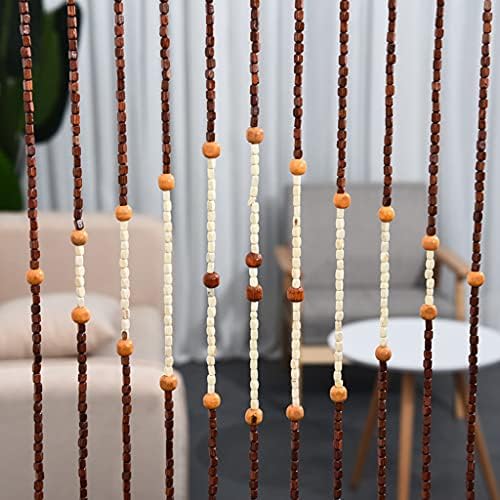 ZHOUXIAO Wood Bead Curtain 90x175cm 27 Strands