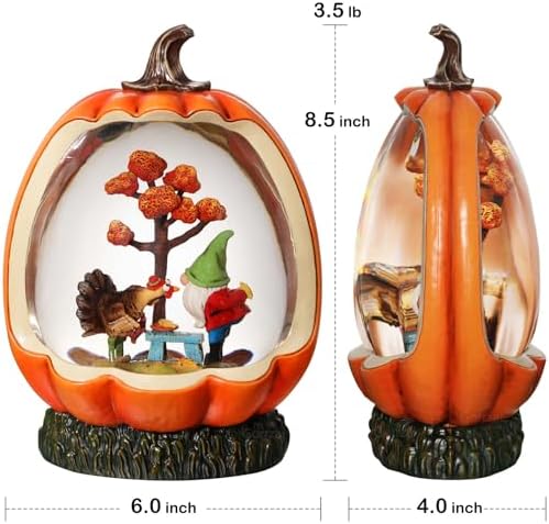 Gorrzai Fall Snow Globe with Pumpkin and Gnome