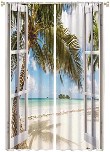 Kazynee Summer Ocean Curtains for Bedroom 2 Panels