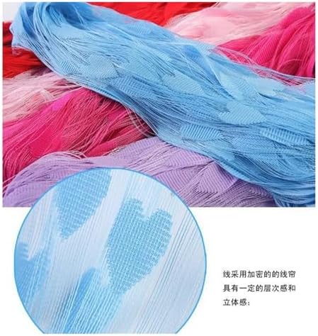 Blue String Curtains with Heart Decor Tassel