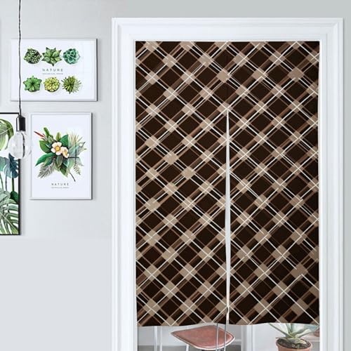 Brown and White Door Curtain Panel 17x57 Inch Split Door Divider