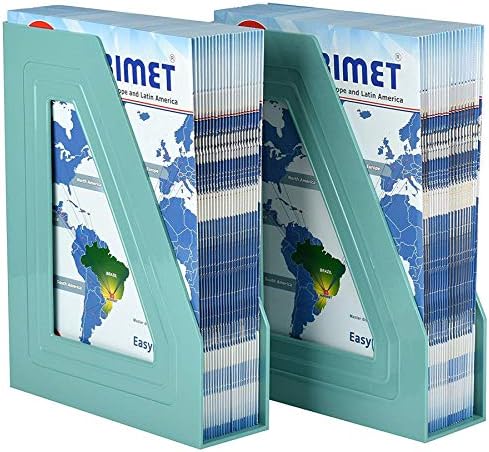 Acrimet Magazine File Holder Durable Rack Space-Saving Organizer 2 Pack Solid Green