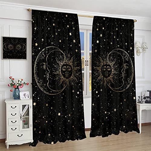 NC Sun Moon Stars Art Curtain 42x45in