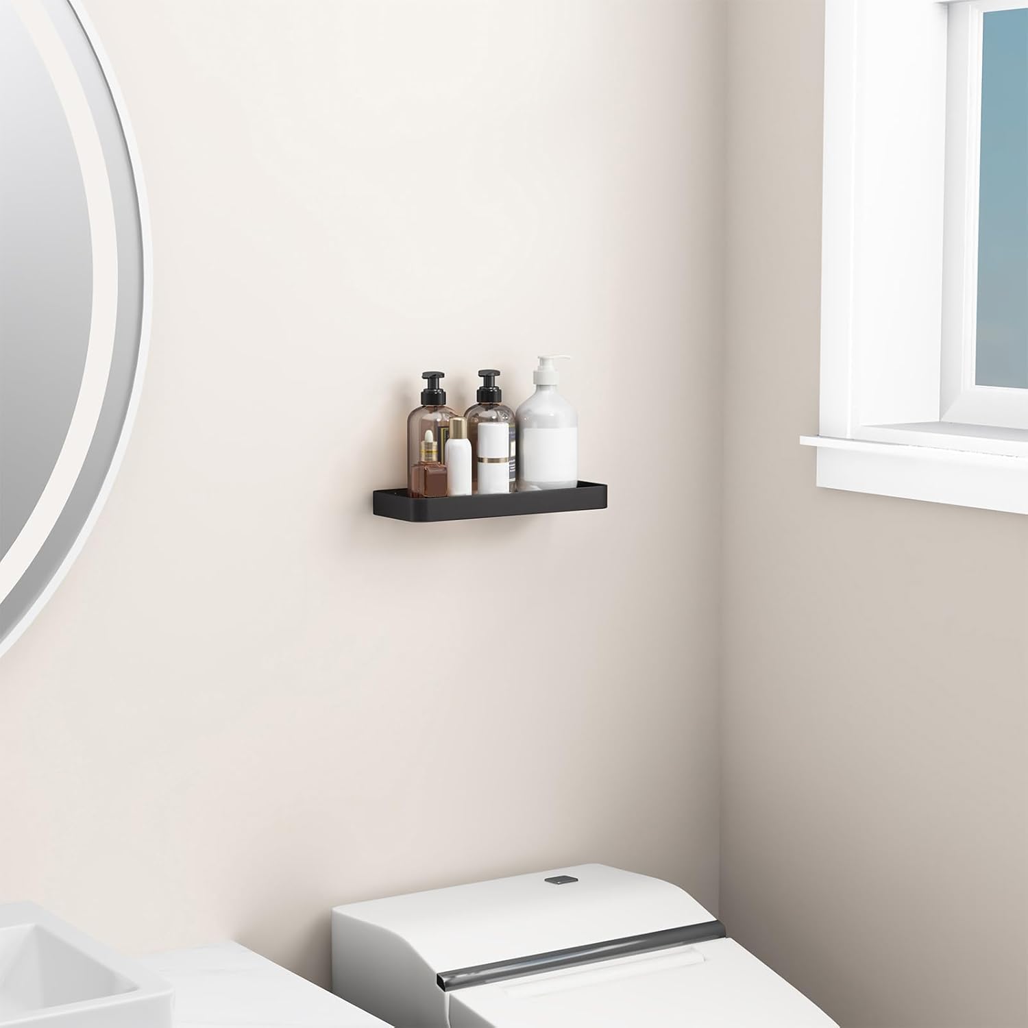 Danpoo 12 Inch Wall Shelf with Matte Black Aluminum Frame