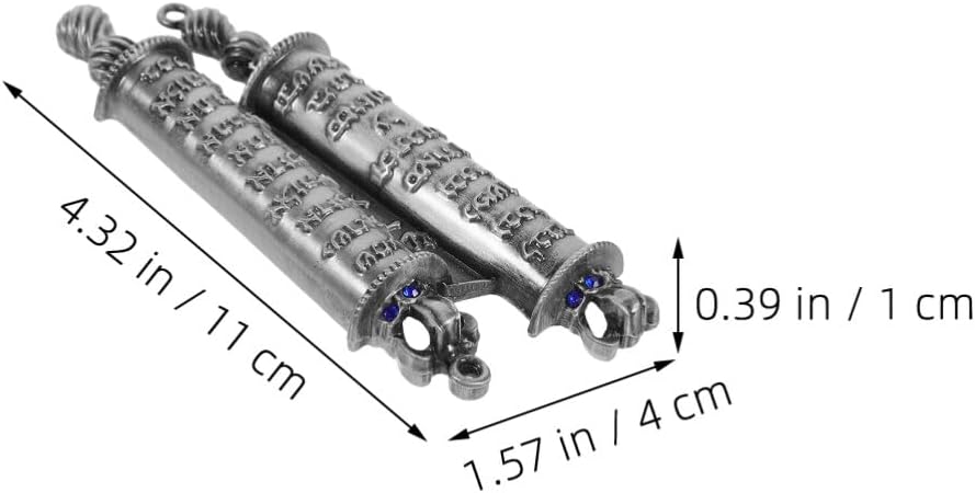 Luxshiny Pewter Mezuzah with Scroll Door Decor