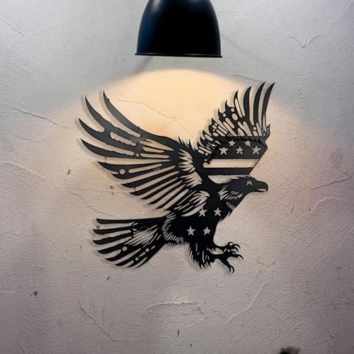 Patriotic Bald Eagle American Flag Metal Wall Art 20 Inches