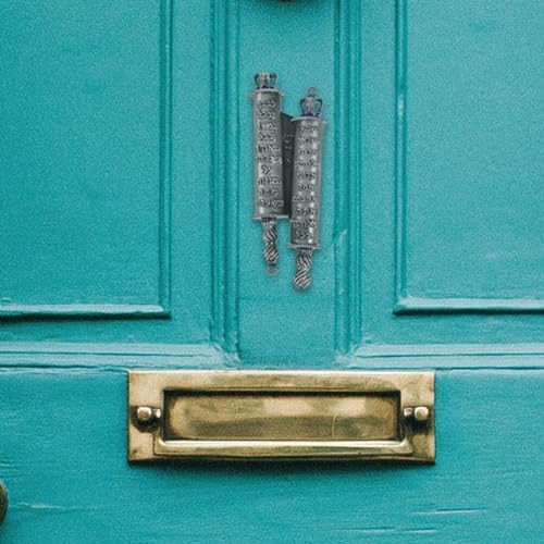 Luxshiny Pewter Mezuzah with Scroll Door Decor
