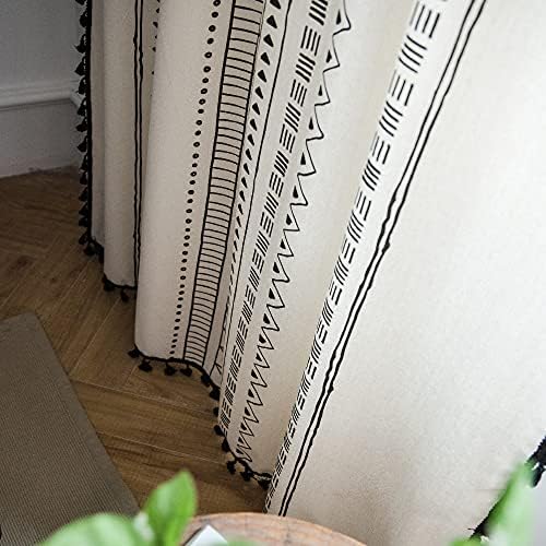 Deeprove Boho Curtain Panel with Black Tassels