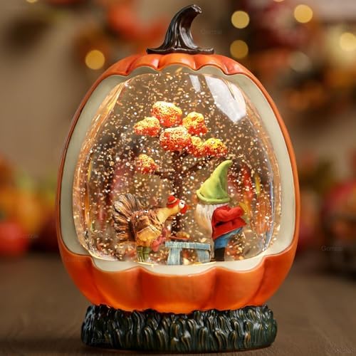 Gorrzai Fall Snow Globe with Pumpkin and Gnome