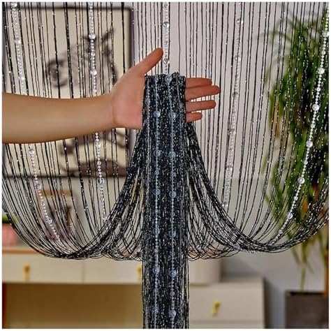 Black Beaded Curtain Door Divider 100x200cm