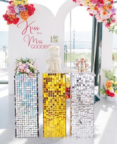 Silver Shimmer Pedestal Stand for Party Decor