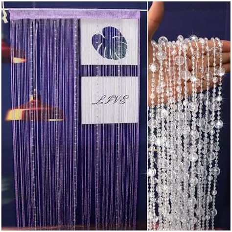 Crystal Beaded Curtain for Doorway Wall Window Black