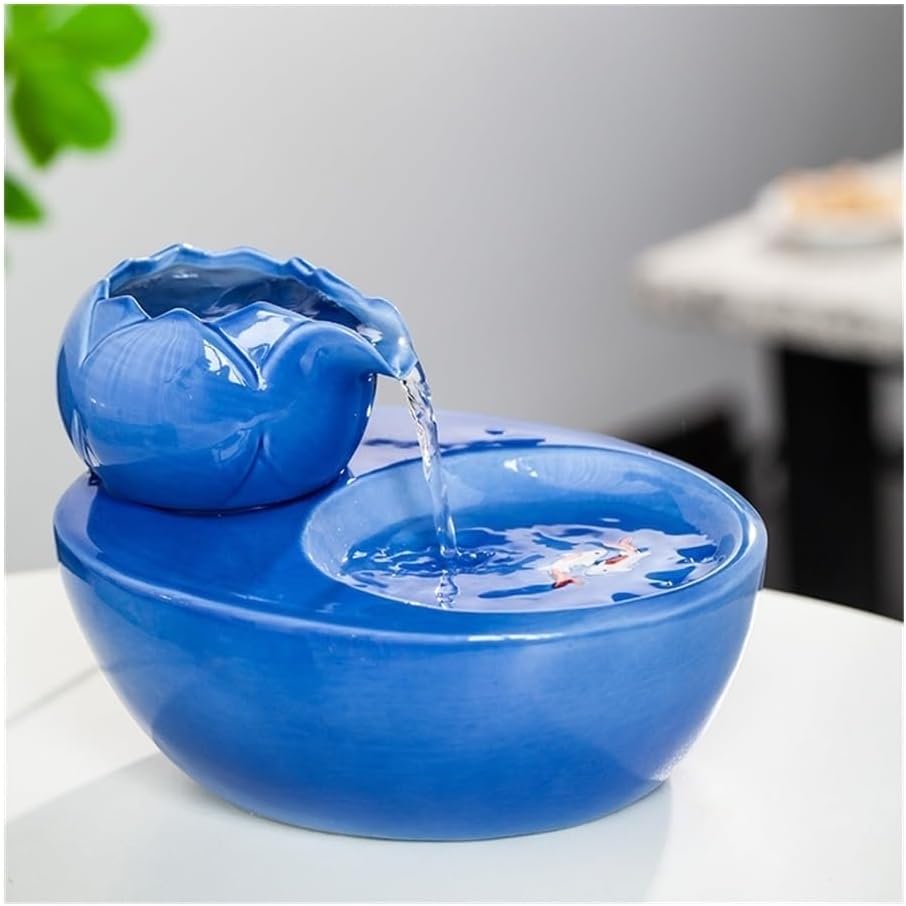 YUHUAWF Pink Tabletop Ceramic Fountain Humidifier Water Feature Ornament
