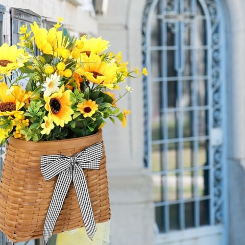 Dingion Sunflower Front Door Wreath Hanging Basket Decor