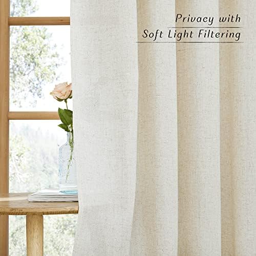 NICETOWN Natural Linen Curtains 2 Panels Set 80 Inches Long