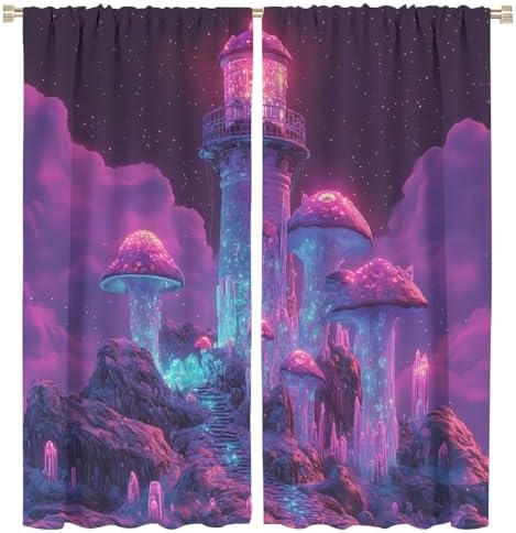Fantasy Crystal Mushroom Curtain 2 Panels 21x45 Inch
