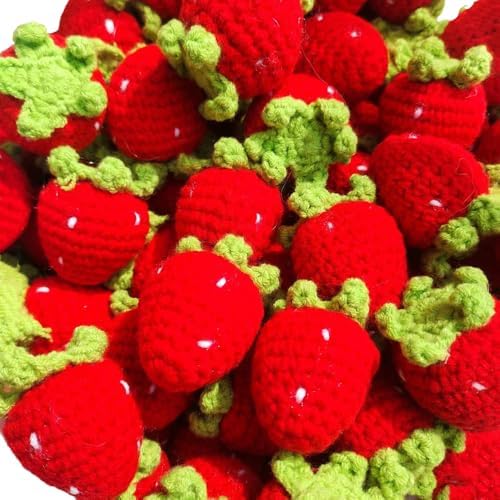 5 Pcs Handmade Woven Strawberry Shape Hanging Decorations