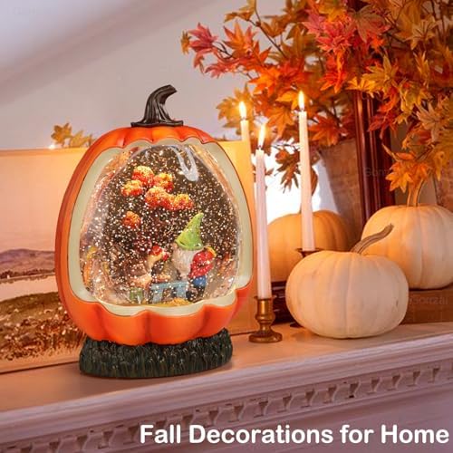 Gorrzai Fall Snow Globe with Pumpkin and Gnome