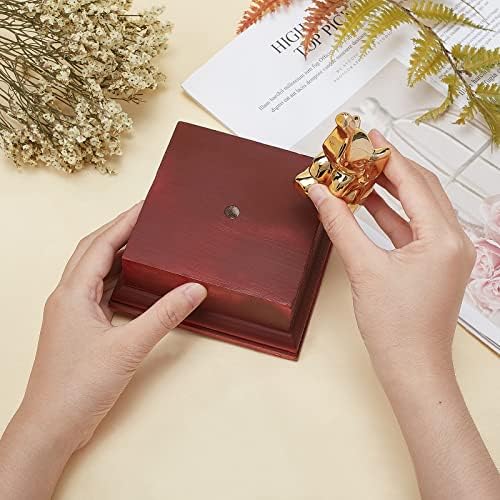 AHANDMAKER Square Dark Red Wooden Display Base
