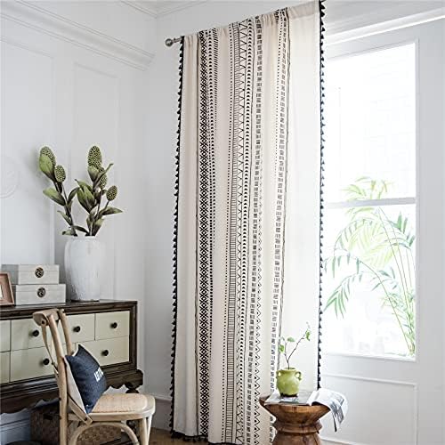 Deeprove Boho Curtain Panel with Black Tassels