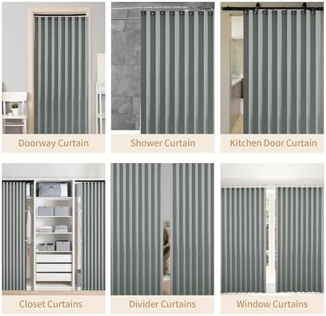 HOMBYS Magnetic Door Curtain 2 Panel Grey 40x78 Inches