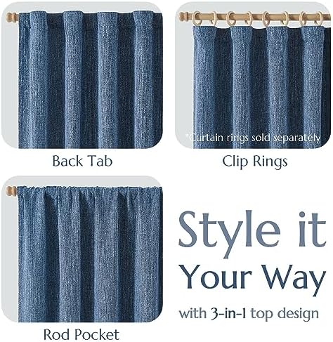 Jinchan Farmhouse Burlap Curtains 2 Panels Blackout Lined