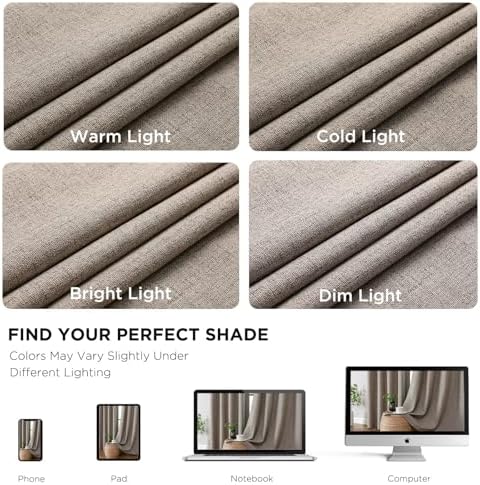 CUCRAF Blackout Curtains 2 Panels Set 52x84 Inch Linen Grommet