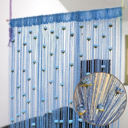 Thread Door Curtain with Hanging Roses and Beads