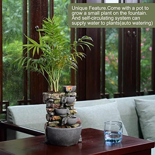 Haobos Indoor Fountain 4-Bowl Rockery Tabletop Decor