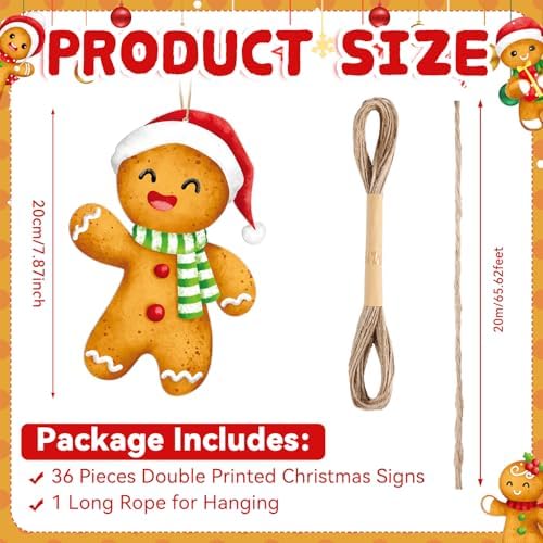 Soaoo 36 Pcs 79 Inch Gingerbread Man Christmas Decorations